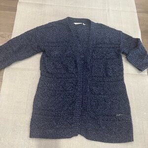 [10]Fatface Women's Navy Blue Open Knit Chrochet Cotton Sweater Mid Sleeve